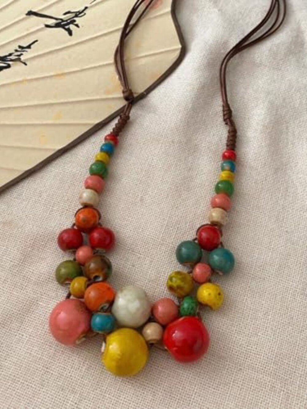 🆕 Boho Necklace for Women Chunky Beaded Necklace Statement Exaggerated Jewelry